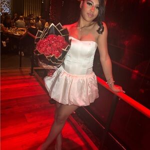 Oh Polly White Strapless Mini Dress